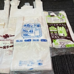 stp-3264 レジ袋　6点セット　40〜45号　大きめ　サイズ色々　取手付き　レジバッグ　ショッピングバッグ　ポリ袋　　ゴミ袋　お買い物袋　ショッピングバッグ　手提げ袋　とって付き　袋　半透明   の画像