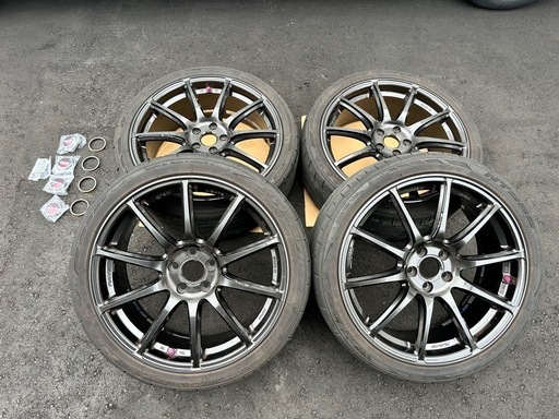 RAYS グラムライツ　57トランセンド  4本セット18×7.5J PCD100 5穴　ホイールキャップ＋ハブリング付