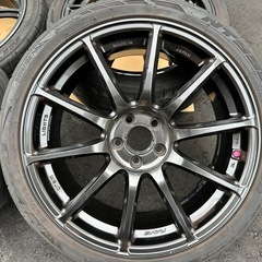 RAYS グラムライツ　57トランセンド  4本セット18×7.5J PCD100 5穴　ホイールキャップ＋ハブリング付の画像
