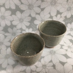 未使用品 ペア　湯呑み　茶色　コップ 陶器　セット　　の画像