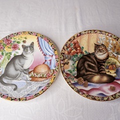 イギリス ヴィンテージ 猫 絵皿 2枚セット コレクションプレート