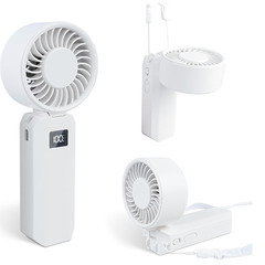🌬️【新品未使用】3WAY携帯扇風機 ハンディファン 大風量 100段階調整 首掛け 卓上 手持ち USB Type-C 充電式 小型 軽量 ホワイト 検索ワード多数の画像