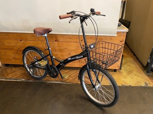 【カゴ付き】6段変速20インチ折りたたみ自転車　ブラック