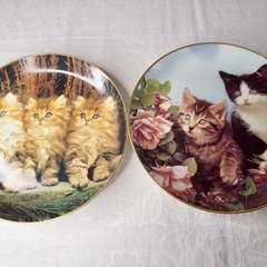 イギリス ヴィンテージ 猫 絵皿 2枚セット コレクションプレート