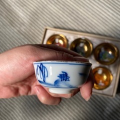 【九谷焼】日本の伝統的な絵柄の陶器杯6個セットの画像
