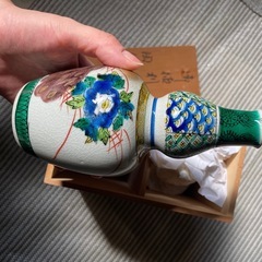 【九谷焼】花柄陶器徳利 木箱付きの画像