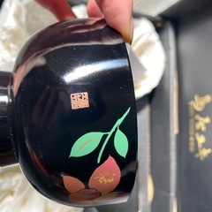 【鳥居ユキ】漆器 椀 黒地 花柄　5個セットの画像