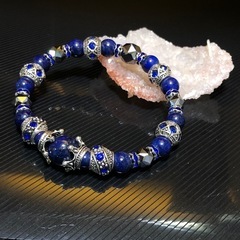 ラピスラズリ ヨーロピアン スターカット テラヘルツ鉱石 約8mm 10mm 天然石ブレスレットの画像