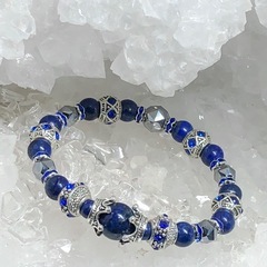ラピスラズリ ヨーロピアン スターカット テラヘルツ鉱石 約8mm 10mm 天然石ブレスレットの画像