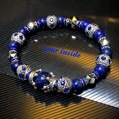 ラピスラズリ ヨーロピアン スターカット テラヘルツ鉱石 約8mm 10mm 天然石ブレスレットの画像