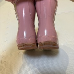 moimoln レインブーツ 14cm ピンク 女の子 リボン 花柄の画像