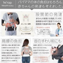 新品未使用 W'rap 赤ちゃん 抱っこ紐 スリング 【新生児 20㎏まで】メッシュ グレーの画像