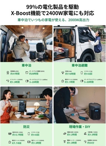 EcoFlow DELTA 2 Max ポータブル電源　キャンセル　車中泊　防災　コメントくださった方は送料無料 ECOFLOW ポータブル電源 大容量 DELTA 2 Max S 2048Wh リン酸鉄 5年