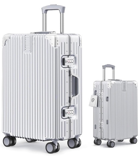 人気スーツケース 安い キャリーケース シルバー Mサイズ TSAロック