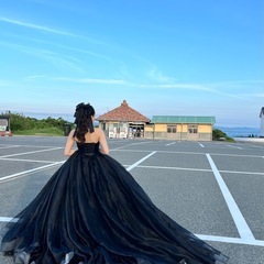 オーダーメイド ウェディング ドレス ブラック 黒 前撮り 7号 9号 カラーの画像