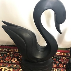 白鳥？(黒色漆器？)置物の画像