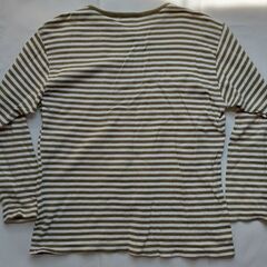 MILK HOUSE 白×抹茶 ボーダーカットソー 長袖 Mくらいの画像