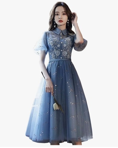 イブニングドレス　青