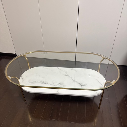 【Francfranc】レガート コーヒーテーブル L ゴールド×マーブル （W950）