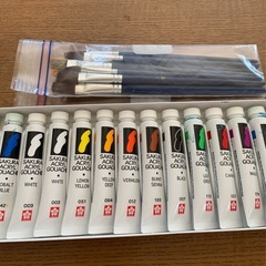 サクラ アクリルガッシュ 12色 絵筆セットの画像