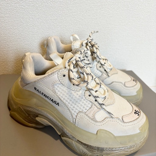 【美品】バレンシアガ トリプルエス クリアー ソール ホワイト 箱紐レシート付き 23.0cm