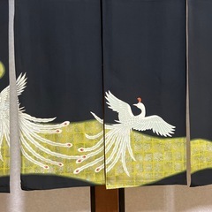 着物リメイク暖簾ーのれん、鳳凰、横〜123–丈〜125!の画像