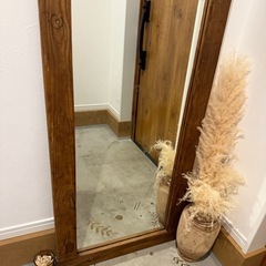 全身鏡　玄関鏡　アンティーク　無垢材　60×160の画像