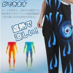 空調作業 ブラック　9cm穴 空調作業 パンツのみ 夏用ズボン 猛暑対策 熱中症対策 室外作業の画像