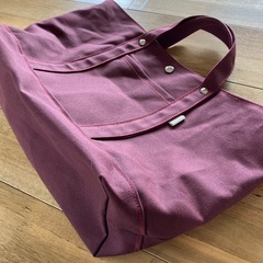 【ハンドメイド】帆布トートバッグ あずき色 大容量0702新品未使用の画像