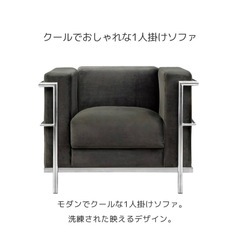 1人掛け]ソファ ｜コルビュジェ デザイナーズ ベロア調　計2個の画像
