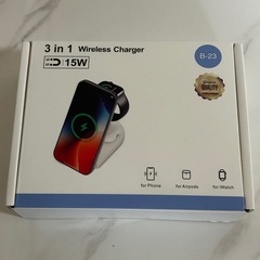 青森でのお取引7/18まで　最終値下げ　新品未使用　ワイヤレス充電器 3 in 1 Mag-Safe式 アップルウォッチ充電器 折りたたみ式 マグネット式 急速スタンド i-Phone 16/15/14/13/12シリーズ iWatch Ultra2/Ultra/SE/10/9/8/7/6/5/4 AirPods 4/3/Pro/Pro2対応 テレワーク用品 新生活アイテム 置くだけ アダプター付きの画像