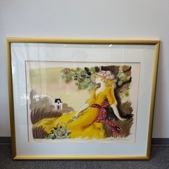 ♣︎受渡決定【額入りアート作品】女性と自然の風景画の画像