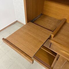 未使用　美品　食器棚　幅120　高さ180　ナチュラル　オープンボード　引出　レンジ台　引出し　棚　コンセント付き　大量収納　引戸　茶色の画像