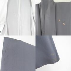 付下げ 刺繍 日本玩具文様 袷 広衿 灰色 正絹 仕立て上がり着物 紋なし 身丈166cmの画像