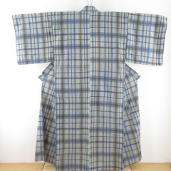 浴衣 男性ゆかた 灰色 青黒色 格子 夏物 綿100％ メンズ ...