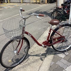 ♪ジモティー特価♪自動点灯オートライト・シマノ製ローラーブレーキ付き乗り降りがしやすい２６型軽快車の画像