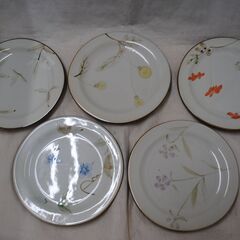 [1390] 瑞庵 手描き 五客碗皿揃 TO1-3 陶器 カップ 皿 花柄の画像