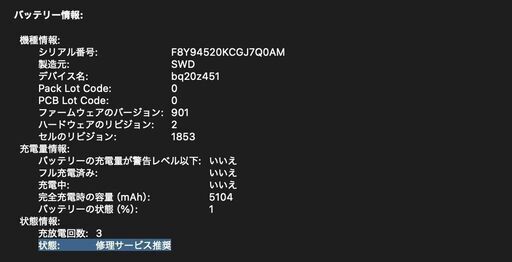 【現状品】MacBook Pro（13インチ,2019,Thundeabolt 3ポート x 4）256GB/8GB〈MV992JA/