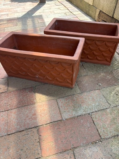 ガーデニング　素焼き鉢　石板