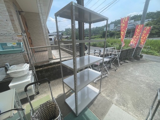 【リサイクルサービス八光】幅87.5㎝　5段　スチールラック　シルバー