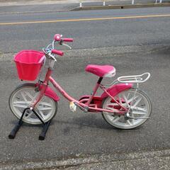 女の子向けピンク自転車 18インチ カゴ付き 補助輪なし 【こちらは店舗です。浜村鹿野温泉ICから3分 買取本舗 宮本リサイクル 営業時間9～19時 定休日水曜のみ←連絡できませんm(_ _)m】の画像