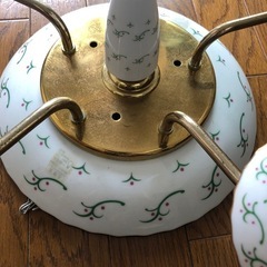 アンティーク　オーヤマ照明　陶器　シャンデリア　照明　ライトランプ　小花柄 5灯  ②の画像
