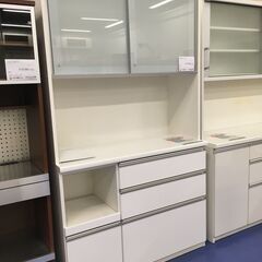 ★リユースのサカイ横浜南店★YM1062 松田家具 レンジボード ホワイト W117×D49×H205 クリーニング済みの画像