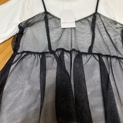 【新品】レイヤードデザインTシャツ ホワイト/ブラックの画像
