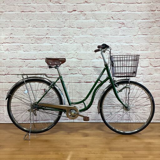 【大人用】整備済中古自転車 タケダ 26型梯子型 グリーン色 <自転車のオオムラ 静岡店>