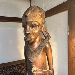 アジア 彫刻 インテリア 置物 木彫り芸術　象堀　一枚板　女性彫手渡し希望の画像