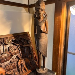 アジア 彫刻 インテリア 置物 木彫り芸術　象堀　一枚板　女性彫手渡し希望の画像
