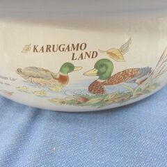 未使用保管品 カルガモランド ホーロー両手鍋 24㎝ 3.1L ガラス蓋 レトロ KARUGAMO LAND ナベ 札幌 西岡店の画像