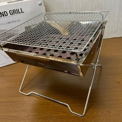 【焚き火台グリル ステンレス製】焼き網付き／バーベキューOKの画像
