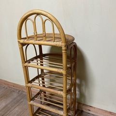 ラタン 籐家具 スリッパ置き シューズラックの画像